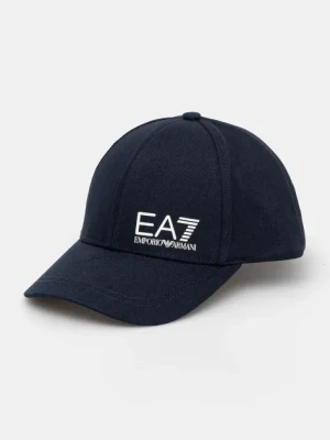 EA7 Emporio Armani czapka z daszkiem bawełniana kolor granatowy z nadrukiem AF11989.7X000005