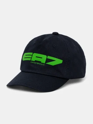 EA7 Emporio Armani czapka z daszkiem bawełniana kolor granatowy z nadrukiem AF13644.7X000053