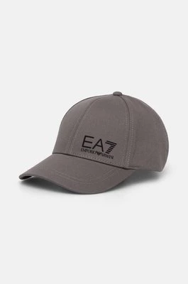EA7 Emporio Armani czapka z daszkiem bawełniana kolor szary z nadrukiem AF11989.7X000005