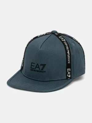EA7 Emporio Armani czapka z daszkiem bawełniana kolor zielony z aplikacją AF13265.7X000054