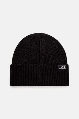 EA7 Emporio Armani czapka z domieszką wełny kolor czarny z cienkiej dzianiny 4F200.244659