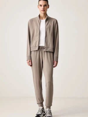 EA7 Emporio Armani komplet dresowy damski bawełniany z elastanem brązowy