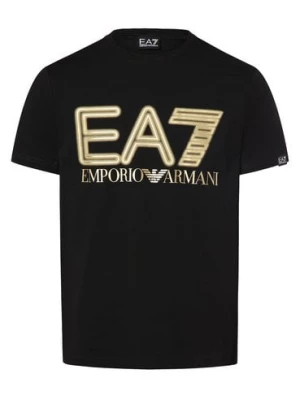 EA7 Emporio Armani Koszulka męska Mężczyźni Dżersej czarny nadruk,