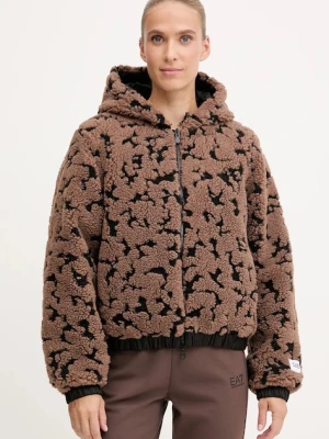 EA7 Emporio Armani kurtka dwustronna kolor brązowy zimowa oversize AF16373.7W000668