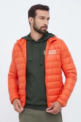 EA7 Emporio Armani kurtka puchowa męska kolor pomarańczowy przejściowa