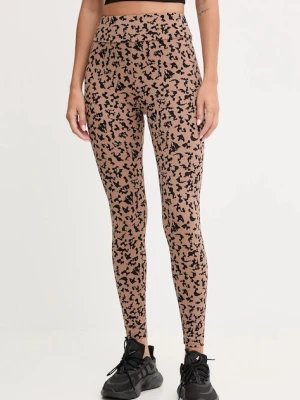 EA7 Emporio Armani legginsy treningowe damskie kolor brązowy wzorzyste AF15565.7W000564