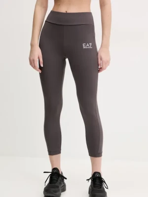 EA7 Emporio Armani legginsy treningowe kolor brązowy gładkie AF12627.7W000239