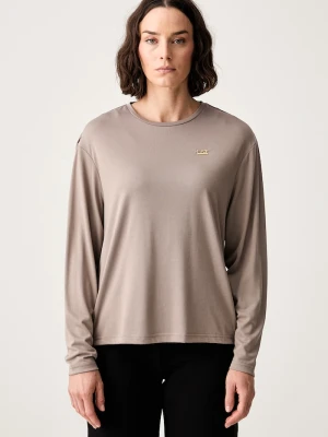 EA7 Emporio Armani longsleeve damski z wiskozą brązowy