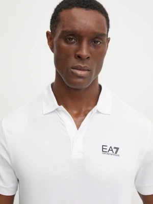 EA7 Emporio Armani polo męskie bawełniane z elastanem biały