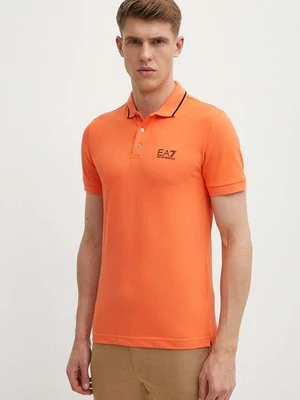 EA7 Emporio Armani polo męski kolor pomarańczowy gładki