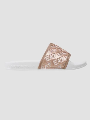 EA7 EMPORIO ARMANI Różowe klapki logowane, Rozmiar 38