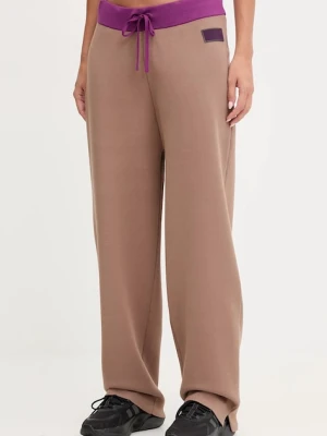 EA7 Emporio Armani spodnie damskie kolor brązowy szerokie high waist AF18425.7X000385