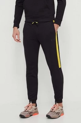 EA7 Emporio Armani spodnie dresowe bawełniane kolor czarny z nadrukiem