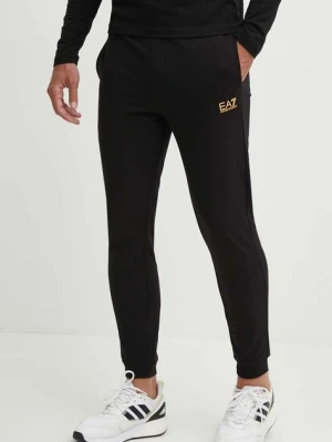 EA7 Emporio Armani spodnie dresowe bawełniane kolor czarny z nadrukiem PJVRZ.8NPP66