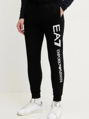 EA7 Emporio Armani spodnie dresowe bawełniane męskie kolor czarny z nadrukiem AF13512.7M000571