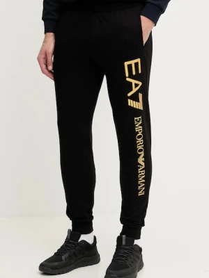 EA7 Emporio Armani spodnie dresowe bawełniane męskie kolor czarny z nadrukiem AF13512.7M000571