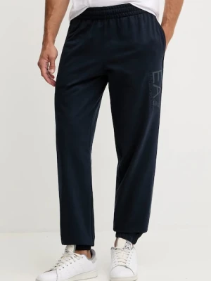 EA7 Emporio Armani spodnie dresowe bawełniane męskie kolor granatowy z aplikacją AF13512.7M000906