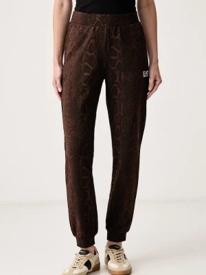 EA7 Emporio Armani spodnie dresowe damskie z bawełną brązowy
