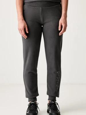 EA7 Emporio Armani spodnie dresowe damskie z bawełną szary