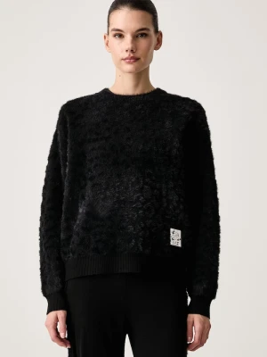 EA7 Emporio Armani sweter lounge damski z dodatkiem wełny czarny