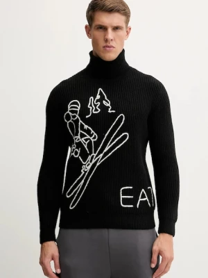 EA7 Emporio Armani sweter z dodatkiem wełny męski kolor czarny ciepły z golferm AF19328.7M000502