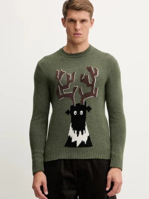 EA7 Emporio Armani sweter z domieszką wełny męski kolor zielony AF17652.7M001128