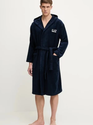 EA7 Emporio Armani szlafrok bawełniany kolor granatowy AF14014.7M000441