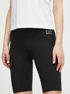 EA7 Emporio Armani szorty damskie kolor czarny z nadrukiem high waist