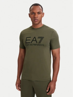 EA7 Emporio Armani T-Shirt 7M001412 AF22264 U7014 Zielony ciemny Regular Fit