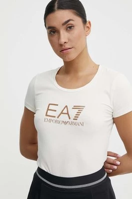 EA7 Emporio Armani t-shirt bawełniany damski kolor beżowy
