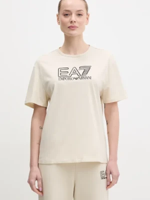 EA7 Emporio Armani t-shirt bawełniany damski kolor beżowy AF12503.7W000098