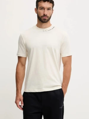 EA7 Emporio Armani t-shirt bawełniany męski kolor beżowy wzorzysty AF13244.7X000147