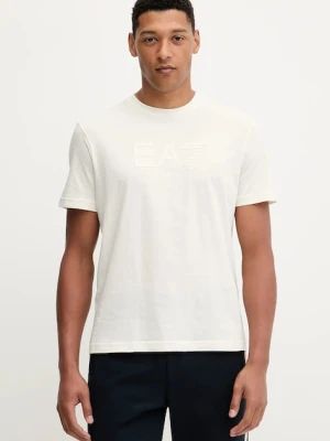 EA7 Emporio Armani t-shirt bawełniany męski kolor beżowy z aplikacją AF10375-7M000898