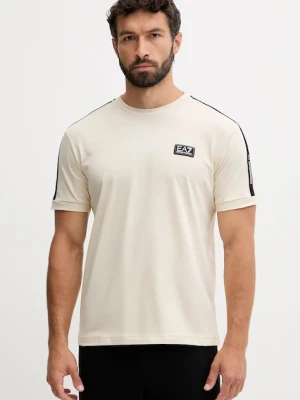 EA7 Emporio Armani t-shirt bawełniany męski kolor beżowy z aplikacją AF10375-7M000956