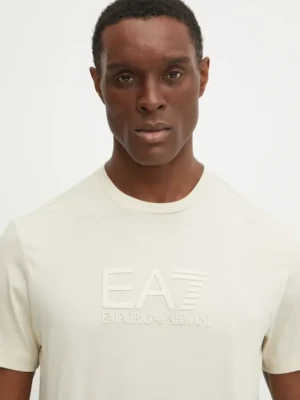 EA7 Emporio Armani t-shirt bawełniany męski kolor beżowy z nadrukiem AF10375.7M000224