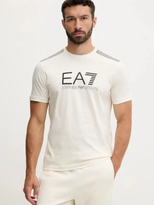 EA7 Emporio Armani t-shirt bawełniany męski kolor beżowy z nadrukiem AF10375-7M000961
