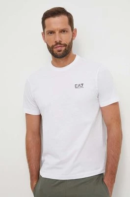 EA7 Emporio Armani t-shirt bawełniany męski kolor biały gładki