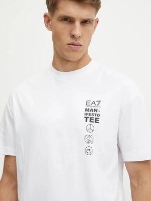 EA7 Emporio Armani t-shirt bawełniany męski kolor biały z nadrukiem AF11970.7M000006