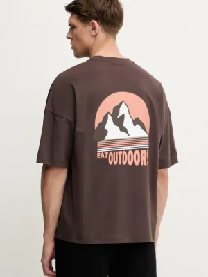 EA7 Emporio Armani t-shirt bawełniany męski kolor brązowy z nadrukiem AF12874.7M000081