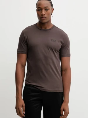 EA7 Emporio Armani t-shirt bawełniany męski kolor brązowy z nadrukiem PJVPZ.8NPT25
