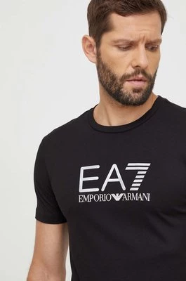 EA7 Emporio Armani t-shirt bawełniany męski kolor czarny z aplikacją