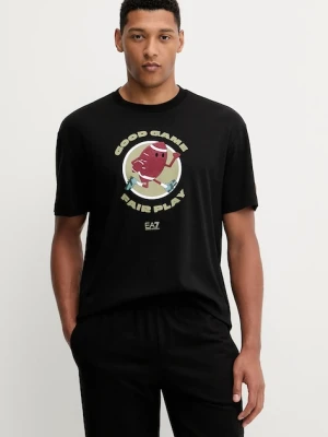 EA7 Emporio Armani t-shirt bawełniany męski kolor czarny z nadrukiem AF10441.7M000774