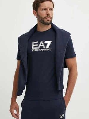 EA7 Emporio Armani t-shirt bawełniany męski kolor granatowy z nadrukiem PJVPZ.6DPT81