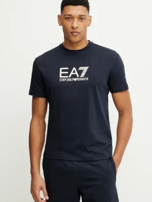 EA7 Emporio Armani t-shirt bawełniany męski kolor niebieski z nadrukiem AF10375.7M000224