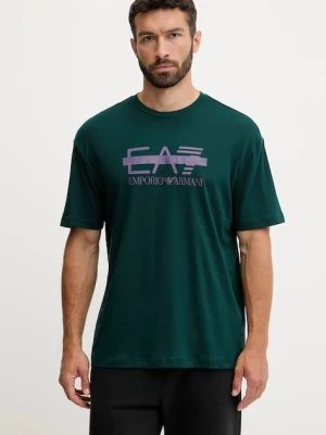 EA7 Emporio Armani t-shirt bawełniany męski kolor zielony z nadrukiem AF10375-7M001129