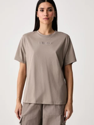EA7 Emporio Armani T-shirt damski bawełniany brązowy
