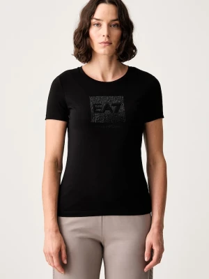 EA7 Emporio Armani T-shirt damski bawełniany z elastanem czarny