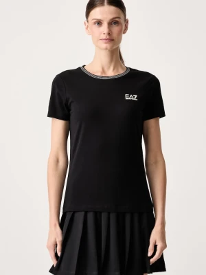 EA7 Emporio Armani T-shirt damski bawełniany z elastanem czarny