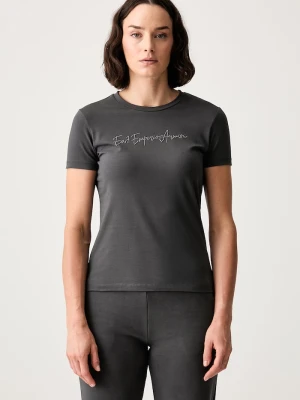 EA7 Emporio Armani T-shirt damski bawełniany z elastanem szary
