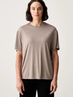 EA7 Emporio Armani T-shirt damski z wiskozą brązowy